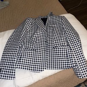 J Crew Navy Gingham Blazer